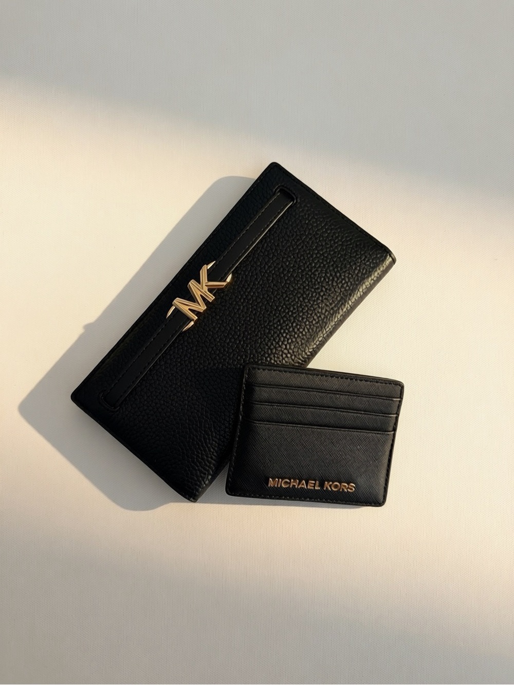 Michael Kors Black Leather Wallet and Card Holder Set